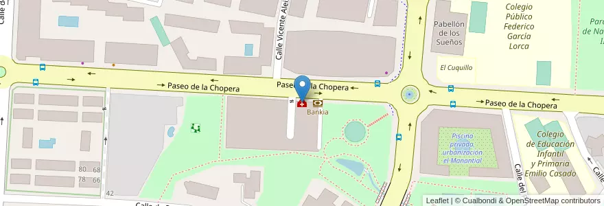 Mapa de ubicacion de Centro Clínico La Chopera en 西班牙, Comunidad De Madrid, Comunidad De Madrid, Área Metropolitana De Madrid Y Corredor Del Henares, Alcobendas.