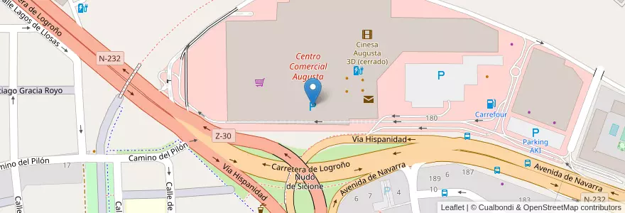 Mapa de ubicacion de Centro Comercial Augusta en Espanha, Aragão, Saragoça, Zaragoza, Saragoça.