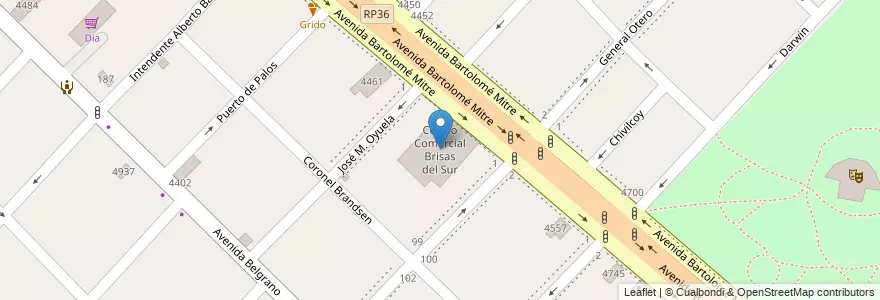 Mapa de ubicacion de Centro Comercial Brisas del Sur en Arjantin, Buenos Aires, Partido De Avellaneda, Villa Domínico.