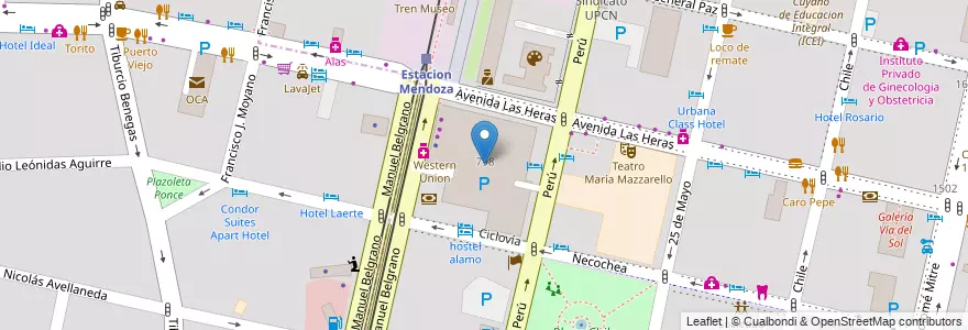 Mapa de ubicacion de Centro Comercial La Estacion en Argentinien, Chile, Mendoza, Departamento Capital, Ciudad De Mendoza.