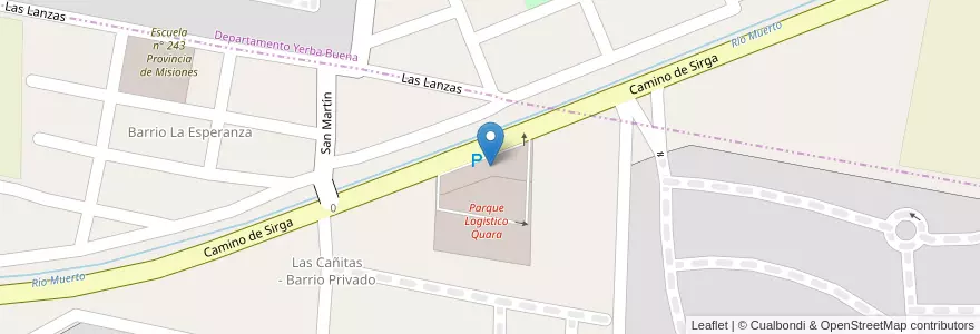 Mapa de ubicacion de Centro Comercial Quara en الأرجنتين, Tucumán, Departamento Lules, El Manantial.