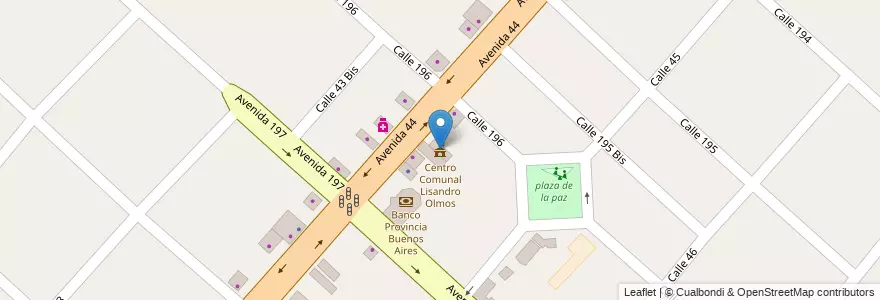 Mapa de ubicacion de Centro Comunal Lisandro Olmos, Lisandro Olmos en Arjantin, Buenos Aires, Partido De La Plata, Lisandro Olmos.