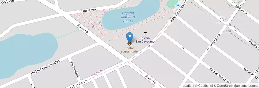 Mapa de ubicacion de Centro comunitario en آرژانتین, شیلی, استان سانتا کروس، آرژانتین, Güer Aike, Municipio De Río Gallegos, Río Gallegos.