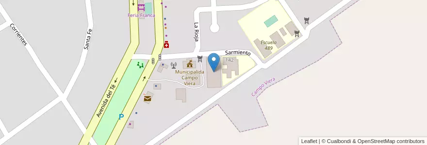 Mapa de ubicacion de Centro Comunitario en アルゼンチン, ミシオネス州, Departamento Oberá, Municipio De Campo Viera, Campo Viera.
