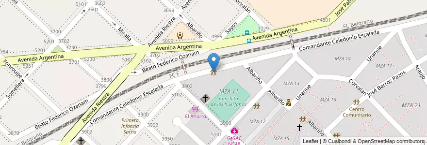 Mapa de ubicacion de Centro Comunitario Mano a Mano, Villa Lugano en Argentinië, Ciudad Autónoma De Buenos Aires, Buenos Aires, Comuna 8.