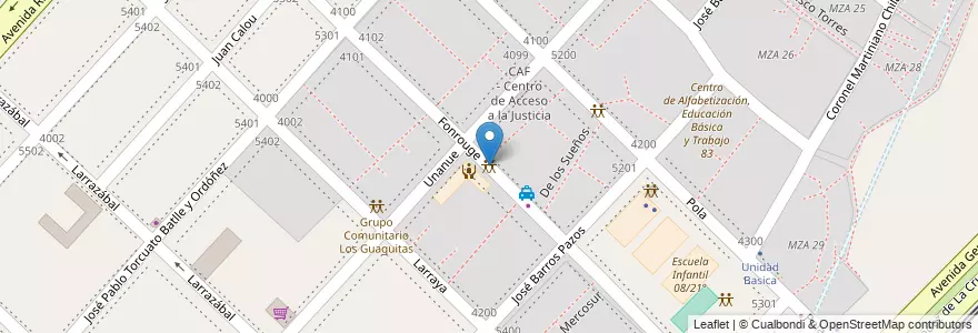 Mapa de ubicacion de Centro Comunitario Pancho Torres, Villa Lugano en Аргентина, Буэнос-Айрес, Буэнос-Айрес, Comuna 8.