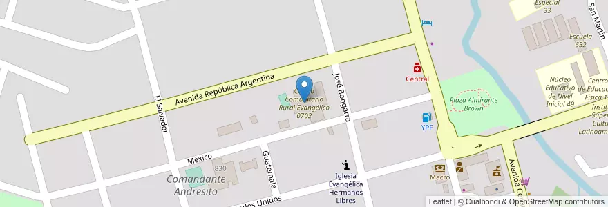 Mapa de ubicacion de Centro Comunitario Rural Evangélico 0702 en アルゼンチン, ミシオネス州, Departamento General Manuel Belgrano, Municipio De Comandante Andresito, Comandante Andresito.