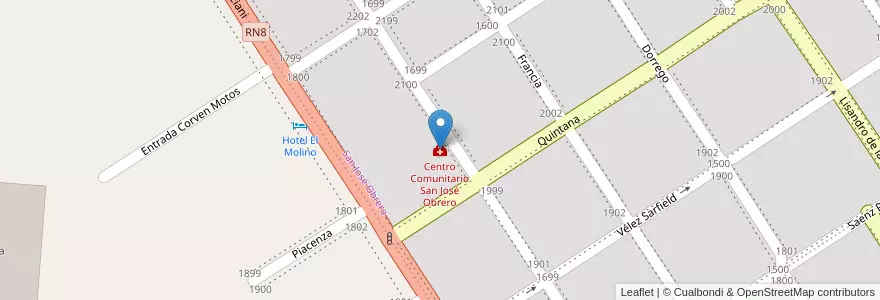 Mapa de ubicacion de Centro Comunitario San José Obrero en Argentine, Santa Fe, Departamento General López, Municipio De Venado Tuerto.