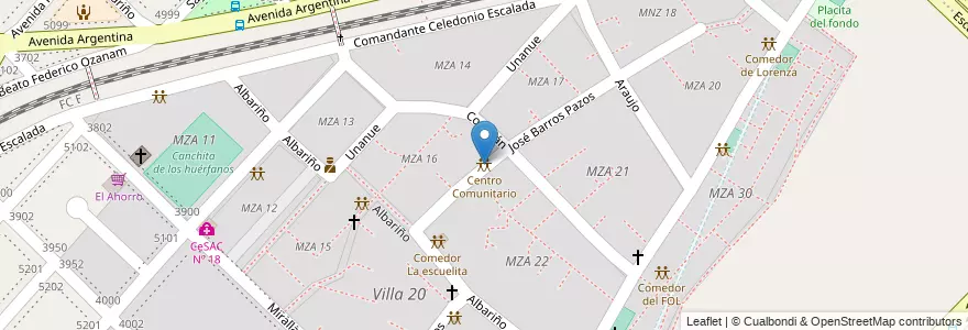 Mapa de ubicacion de Centro Comunitario, Villa Lugano en Argentinië, Ciudad Autónoma De Buenos Aires, Buenos Aires, Comuna 8.