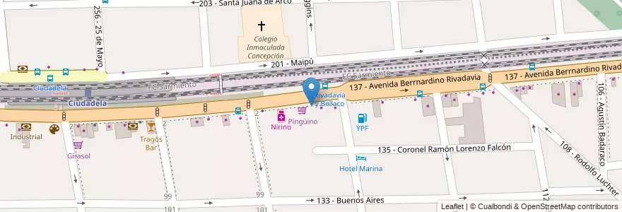 Mapa de ubicacion de Centro Cristiano Ciudadela en الأرجنتين, بوينس آيرس, Partido De Tres De Febrero, Ciudadela.