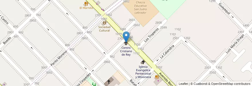 Mapa de ubicacion de Centro Cristiano de Rey en アルゼンチン, ブエノスアイレス州, Partido De San Isidro, Partido De General San Martín, Villa Adelina.