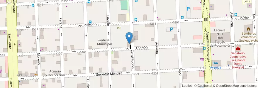 Mapa de ubicacion de Centro Cristiano FIladelfia en 阿根廷, 恩特雷里奥斯省, Departamento Gualeguaychú, Gualeguaychú, Gualeguaychú, Distrito Costa Uruguay Sur.