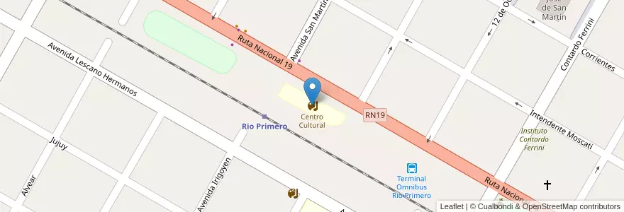 Mapa de ubicacion de Centro Cultural en Аргентина, Кордова, Departamento Río Primero, Municipio De Río Primero, Pedanía Viamonte, Río Primero.