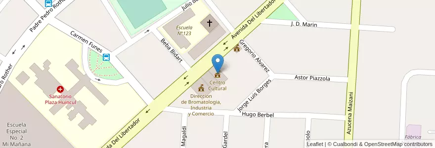 Mapa de ubicacion de Centro Cultural en Аргентина, Чили, Неукен, Departamento Confluencia, Municipio De Plaza Huincul, Plaza Huincul.