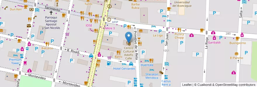 Mapa de ubicacion de Centro Cultural Adolfo Calle en 阿根廷, 智利, Mendoza, Departamento Capital, Ciudad De Mendoza, Sección 3ª Parque O'Higgins.