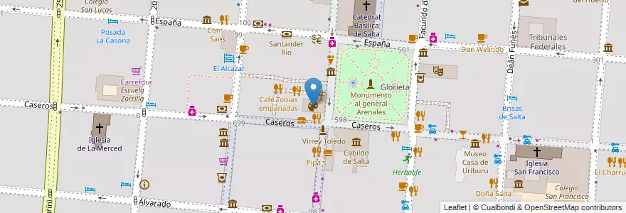 Mapa de ubicacion de Centro Cultural América en الأرجنتين, Salta, Capital, Municipio De Salta, Salta.