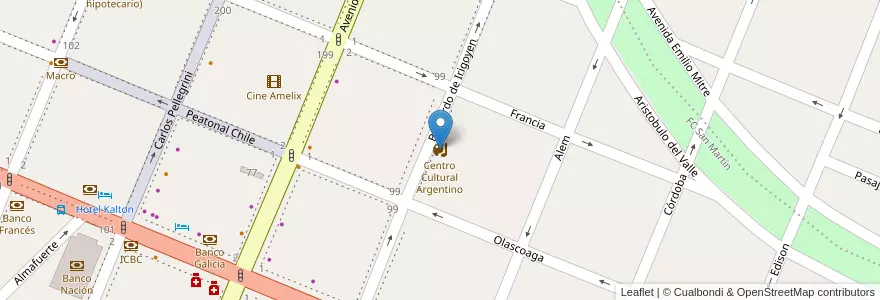 Mapa de ubicacion de Centro Cultural Argentino en 阿根廷, 智利, Mendoza, San Rafael, Distrito Ciudad De San Rafael, Departamento San Rafael.