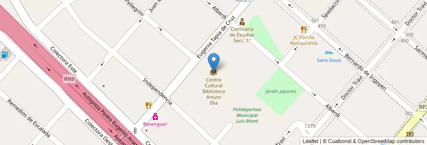 Mapa de ubicacion de Centro Cultural Biblioteca Arturo Illia en 아르헨티나, 부에노스아이레스주, Partido De Escobar, Belén De Escobar.