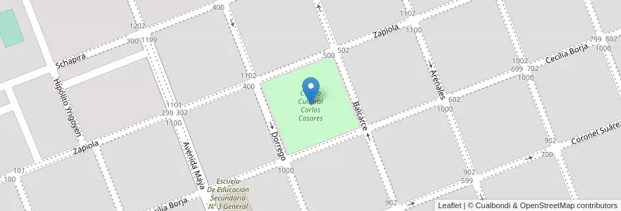 Mapa de ubicacion de Centro Cultural Carlos Casares en アルゼンチン, ブエノスアイレス州, Partido De Carlos Casares, Carlos Casares.