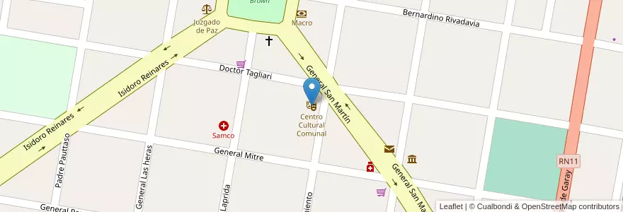 Mapa de ubicacion de Centro Cultural Comunal en الأرجنتين, سانتا في, إدارة العاصمة, Municipio De Llambi Campbell, Llambí Campbell.