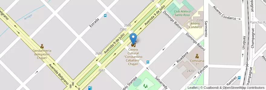 Mapa de ubicacion de Centro Cultural "Constantino Caballaro" Chajarí en 阿根廷, 恩特雷里奥斯省, Departamento Federación, Distrito Mandisoví, Chajarí.