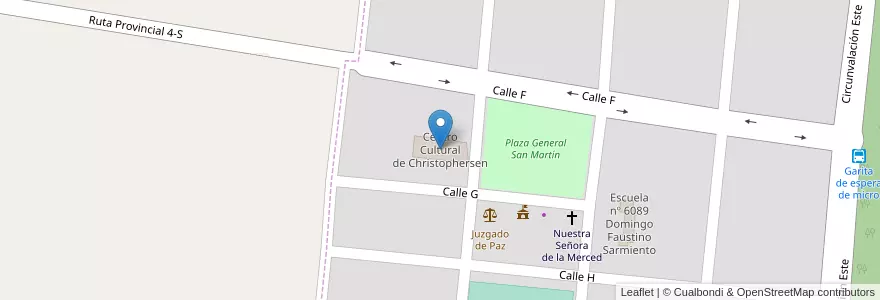 Mapa de ubicacion de Centro Cultural de Christophersen en 아르헨티나, Santa Fe, Departamento General López, Municipio De Christophersen, Christophersen.
