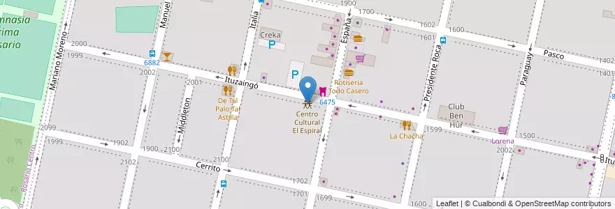 Mapa de ubicacion de Centro Cultural El Espiral en 아르헨티나, Santa Fe, Departamento Rosario, Municipio De Rosario, 로사리오.