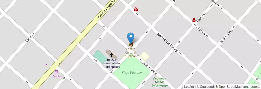 Mapa de ubicacion de Centro Cultural El Suplicante en 阿根廷, 布宜诺斯艾利斯省, Partido De General Belgrano, General Belgrano.