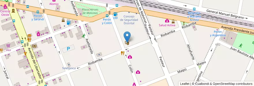 Mapa de ubicacion de Centro Cultural General San Martin en Arjantin, Buenos Aires, Partido De Merlo, Merlo.
