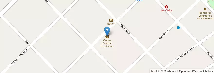 Mapa de ubicacion de Centro Cultural Henderson en Arjantin, Buenos Aires, Partido De Hipólito Yrigoyen.