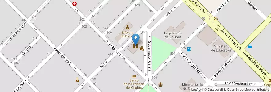 Mapa de ubicacion de Centro cultural José Hernandez en Arjantin, Chubut, Departamento Rawson, Rawson.