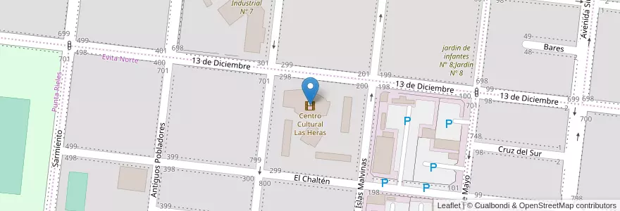 Mapa de ubicacion de Centro Cultural Las Heras en アルゼンチン, チリ, サンタクルス州, Las Heras, Deseado, Las Heras.