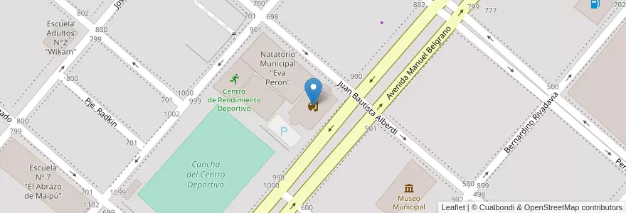 Mapa de ubicacion de Centro Cultural "Leandro N. Alem" en الأرجنتين, محافظة تييرا ديل فويغو, تشيلي, Río Grande, Departamento Río Grande.
