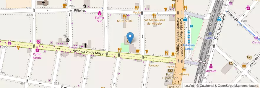 Mapa de ubicacion de Centro Cultural Leonardo Favio en アルゼンチン, ブエノスアイレス州, Partido De Lanús, Lanús Oeste.