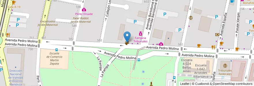 Mapa de ubicacion de Centro Cultural Leonardo Favio en Argentinien, Chile, Mendoza, Departamento Capital, Sección 2ª Barrio Cívico, Ciudad De Mendoza.