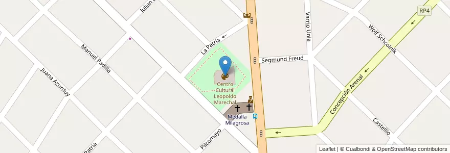 Mapa de ubicacion de Centro Cultural Leopoldo Marechal en Arjantin, Buenos Aires, Partido De Hurlingham, Villa Tesei.