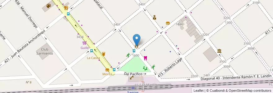 Mapa de ubicacion de Centro cultural Leopoldo Marechal en アルゼンチン, ブエノスアイレス州, Partido De Tres De Febrero, Santos Lugares.