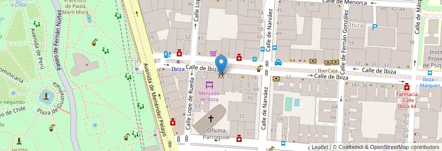 Mapa de ubicacion de Centro Cultural Mercado de Ibiza en Spanje, Comunidad De Madrid, Comunidad De Madrid, Área Metropolitana De Madrid Y Corredor Del Henares, Madrid.