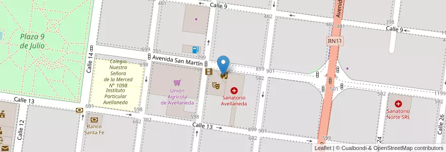 Mapa de ubicacion de Centro Cultural Municipal en Argentina, Santa Fe, Departamento General Obligado, Municipio De Avellaneda.