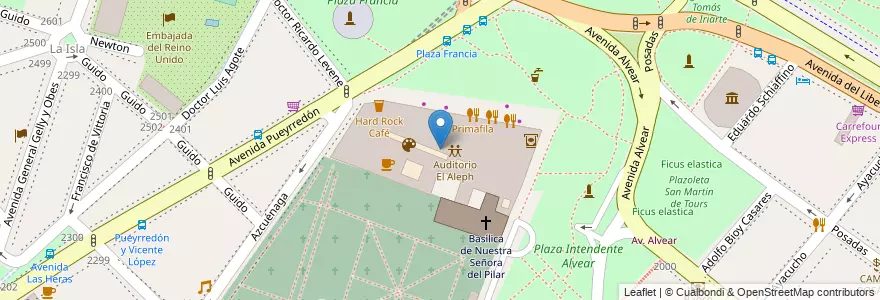Mapa de ubicacion de Centro Cultural Recoleta, Recoleta en 阿根廷, Ciudad Autónoma De Buenos Aires, Comuna 2, 布宜诺斯艾利斯.