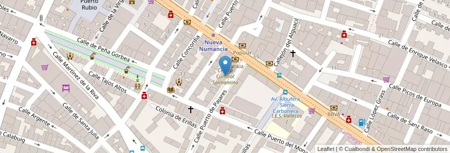 Mapa de ubicacion de Centro Cultural Salmantino en España, Comunidad De Madrid, Comunidad De Madrid, Área Metropolitana De Madrid Y Corredor Del Henares, Madrid.