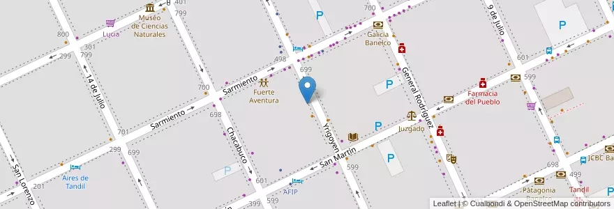 Mapa de ubicacion de Centro Cultural Universitario en アルゼンチン, ブエノスアイレス州, Partido De Tandil, Tandil.