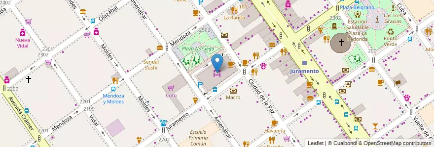 Mapa de ubicacion de Centro de Abastecimiento Municipal - Mercado Belgrano, Belgrano en 아르헨티나, Ciudad Autónoma De Buenos Aires, 부에노스아이레스, Comuna 13.