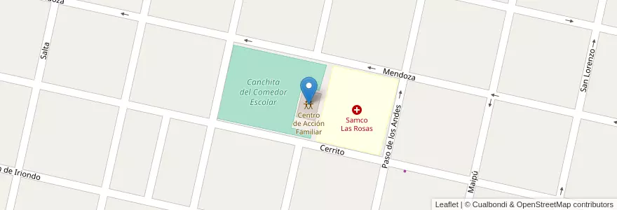 Mapa de ubicacion de Centro de Acción Familiar en آرژانتین, سانتافه, Departamento Belgrano, Municipio De Las Rosas.