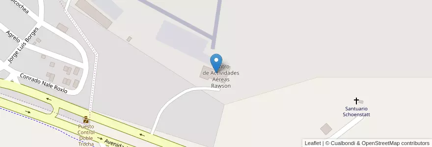 Mapa de ubicacion de Centro de Actividades Aéreas Rawson en Arjantin, Chubut, Departamento Rawson, Rawson.