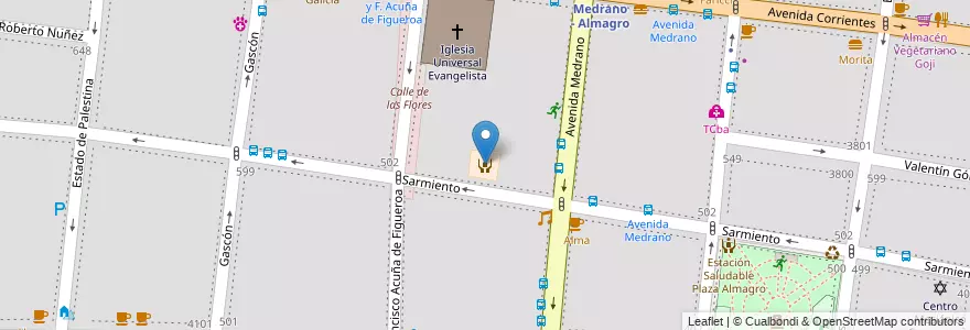 Mapa de ubicacion de Centro de Actividades Infantiles y Juveniles Club Almagro, Almagro en 阿根廷, Ciudad Autónoma De Buenos Aires, Comuna 5, 布宜诺斯艾利斯.