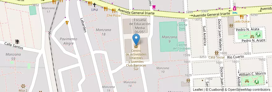 Mapa de ubicacion de Centro de Actividades Infantiles y Juveniles Club Barracas Sur, Barracas en 阿根廷, Ciudad Autónoma De Buenos Aires, Comuna 4, 布宜诺斯艾利斯.