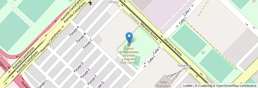Mapa de ubicacion de Centro de Actividades Infantiles y Juveniles Club Carrillo, Villa Soldati en アルゼンチン, Ciudad Autónoma De Buenos Aires, ブエノスアイレス, Comuna 8.