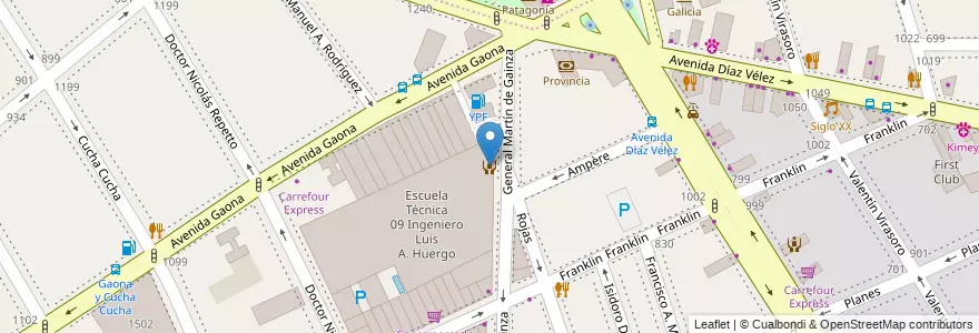 Mapa de ubicacion de Centro de Actividades Infantiles y Juveniles Club Huergo, Caballito en Argentina, Ciudad Autónoma De Buenos Aires, Buenos Aires, Comuna 6.