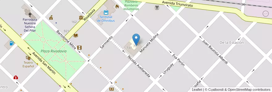 Mapa de ubicacion de Centro De Adultos 701 Almafuerte en 아르헨티나, 부에노스아이레스주, Partido De General Viamonte, Los Toldos.